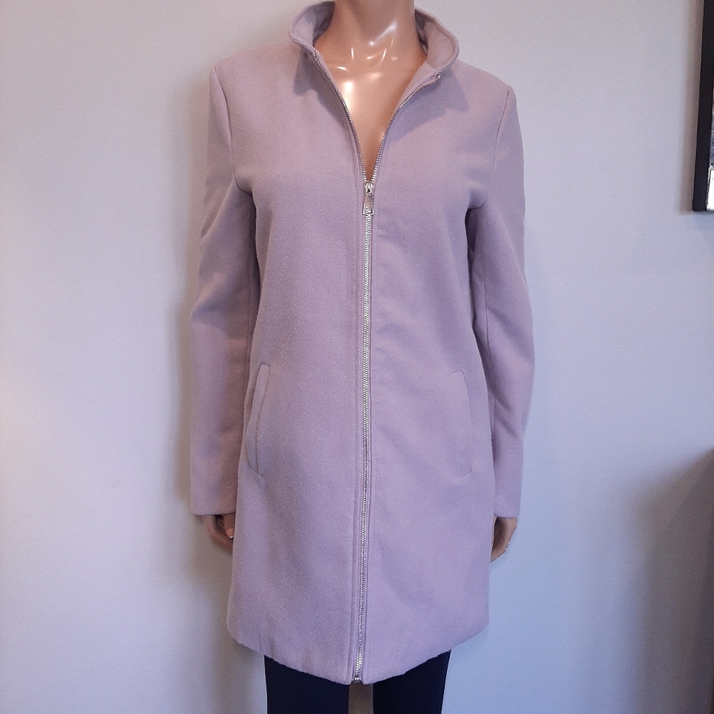 ⏬ SUZY SHIER Mid Length Fleece Coat Lavender Purple Fall Winter Zippered